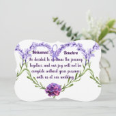 Lavender Floral Wedding Einladung - Elegantes Herz (Stehend Vorderseite)