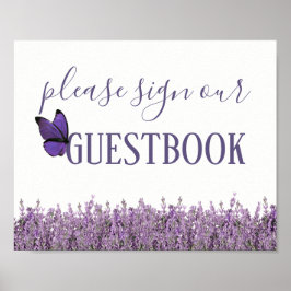 Lavender Floral Wedding Guestbook Sign Poster
