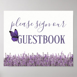 Lavender Floral Wedding Guestbook Sign Poster