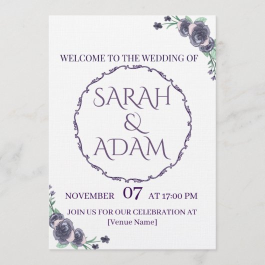 Lavender Floral Wedding Invitation Einladung (Vorderseite)