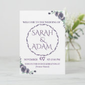Lavender Floral Wedding Invitation Einladung (Stehend Vorderseite)