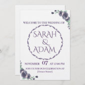Lavender Floral Wedding Invitation Einladung (Vorne/Hinten)