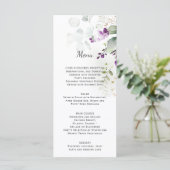 Lavender Floral Wedding Menü grün Menükarte (Stehend Vorderseite)