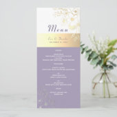 Lavender Floral Wedding Menu Menükarte (Stehend Vorderseite)