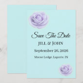 Lavender Floral Wedding Save The Date (Vorne/Hinten)