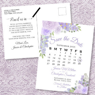 Lavender Floral Wedding Save the Date Calendar Ankündigungspostkarte