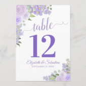 Lavender Floral Wedding Tischnummer Card Groß (Rückseite)