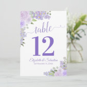 Lavender Floral Wedding Tischnummer Card Groß (Stehend Vorderseite)