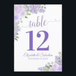 Lavender Floral Wedding Tischnummer Card Groß<br><div class="desc">Diese wunderschönen Hochzeitskarten zeichnen sich durch ein elegantes, schicke Design mit handgemalten Aquarellfarben-Rose, Blüten und Grünpflanzen in Lavendeltönen und Lila lila aus. Diese Karten sind größer als die Standardkarten, was es Ihren Gästen leicht macht, ihre Tische zu finden. Der perfekte Weg, Ihren Hochzeitsempfang schön zu gestalten und Ihren Gästen zu...</div>