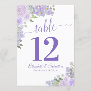Lavender Floral Wedding Tischnummer Card Groß
