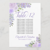 Lavender Floral Wedding Tischnummer & Names Large (Rückseite)