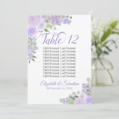 Lavender Floral Wedding Tischnummer & Names Large (Stehend Vorderseite)