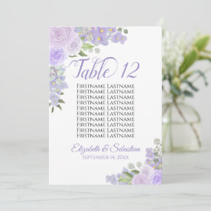 Lavender Floral Wedding Tischnummer & Names Large