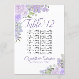 Lavender Floral Wedding Tischnummer & Names Large