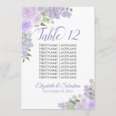 Lavender Floral Wedding Tischnummer & Names Large (Vorderseite)