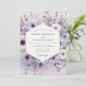 Lavender Floral Whimsy Wedding Einladung (Stehend Vorderseite)