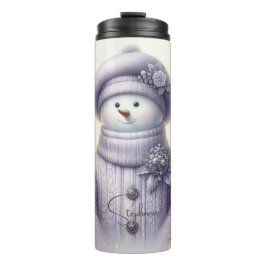 Lavender Floral Winter Snowman Thermosbecher