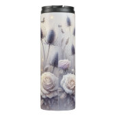 Lavender Floral Winter Snowman Thermosbecher (Rückseite)