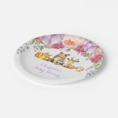 Lavender Floral Woodland Animals Baby Dusche Pappteller (Schrägansicht)