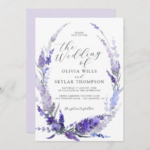 Lavender Floral Wreath Botanical Lilac Wedding Einladung