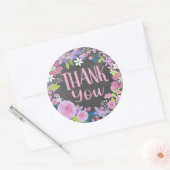 Lavender Floral Wreath Chalkboard Vielen Dank Runder Aufkleber (Umschlag)