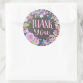 Lavender Floral Wreath Chalkboard Vielen Dank Runder Aufkleber (Tasche)