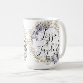 Lavender Floral Wreath Wedding Personalisiert Kaffeetasse (VorderseiteRechts)
