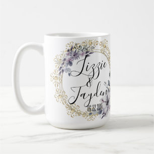 Lavender Floral Wreath Wedding Personalisiert Kaffeetasse