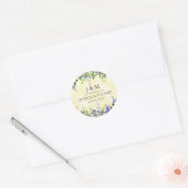 Lavender Floral Yellow Wedding Danke Monogram Runder Aufkleber (Umschlag)