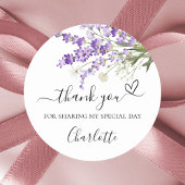 Lavender florale danke runder aufkleber