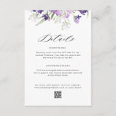 lavender florale Hochzeitskarte Begleitkarte (Vorderseite)