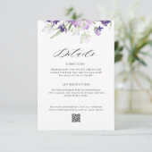 lavender florale Hochzeitskarte Begleitkarte (Stehend Vorderseite)