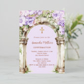 Lavender florals arch beige rose gold Confirmation Folieneinladung (Stehend vorne)