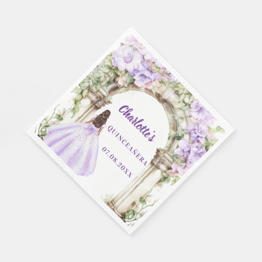 Lavender florals arch dress Quinceanera luncheon Serviette (Ecke)
