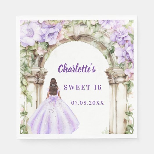 Lavender florals arch dress Sweet 16 luncheon Serviette (Vorderseite)