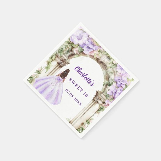 Lavender florals arch dress Sweet 16 Serviette (Ecke)