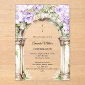 Lavender florals arch girl Confirmation clear Acryleinladungen (Vorderseite)