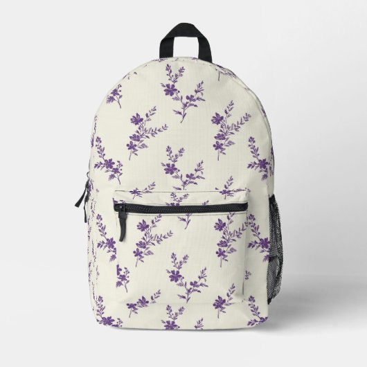 Lavender Florals Bedruckter Rucksack (Vorderseite)