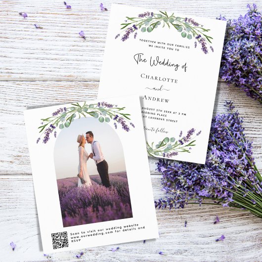 Lavender Florals Bogen Foto QR UAWG Budget Hochzei