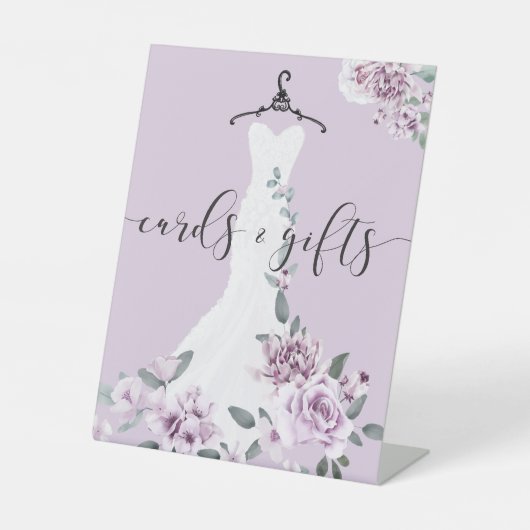 Lavender Florals Brautparty Karten und Geschenke Sockelschild (Vorderseite)