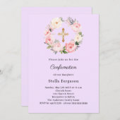 Lavender florals cross Confirmation Einladung (Vorne/Hinten)