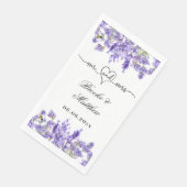 Lavender florals Drehbuch mr mrs Herz Hochzeit Serviette (Ecke)