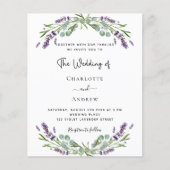 Lavender Florals Foto Budget Hochzeitseinladung (Vorderseite)