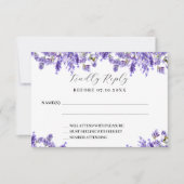 Lavender florals Hochzeit RSVP Reaktion (Vorderseite)