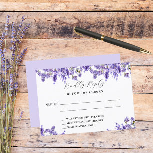 Lavender florals Hochzeit RSVP Reaktion Karte