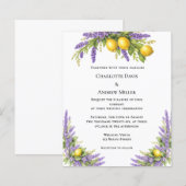 Lavender florals lemons wedding invitation (Vorne/Hinten)