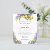 Lavender florals lemons wedding invitation (Stehend Vorderseite)