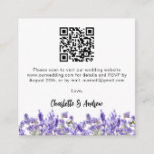 Lavender florals QR Code Hochzeit RSVP Begleitkarte (Vorderseite)