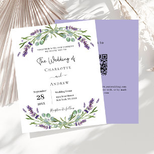 Lavender florals QR UAWG Budget Einladung Hochzeit