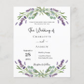 Lavender florals QR UAWG Budget Einladung Hochzeit (Vorderseite)